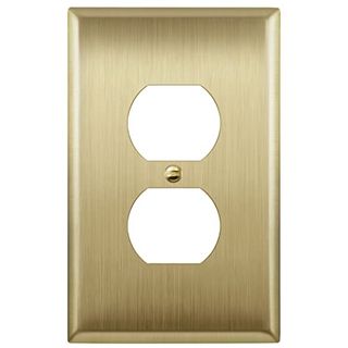 Lider Duplex Receptacle Metal Wall Plate, Stainless Steel Outlet Cover, Corrosion Resistant, Mid-Size 1-Gang 4.88