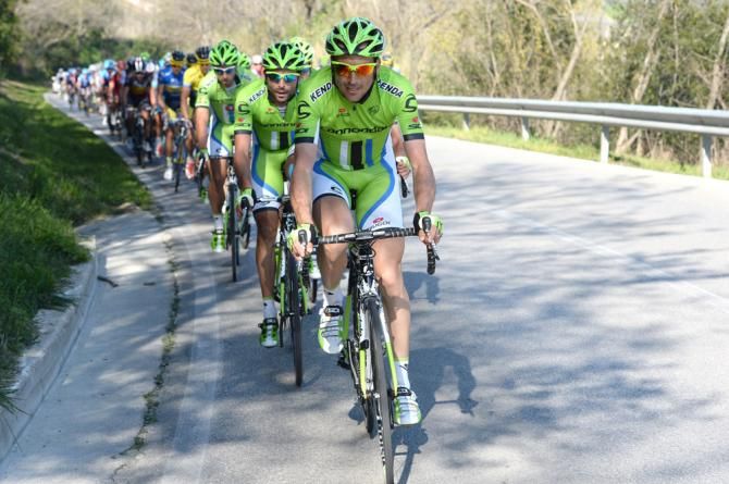Ivan Basso on the front of the peloton with his Cannondale teammates