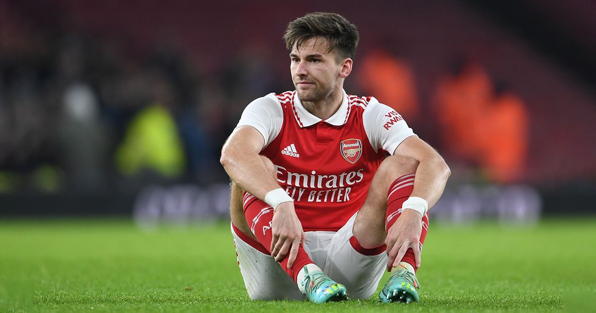 Arsenal star Kieran Tierney during a friendly match between Arsenal and Juventus at Emirates Stadium on December 17, 2022 in London, England.