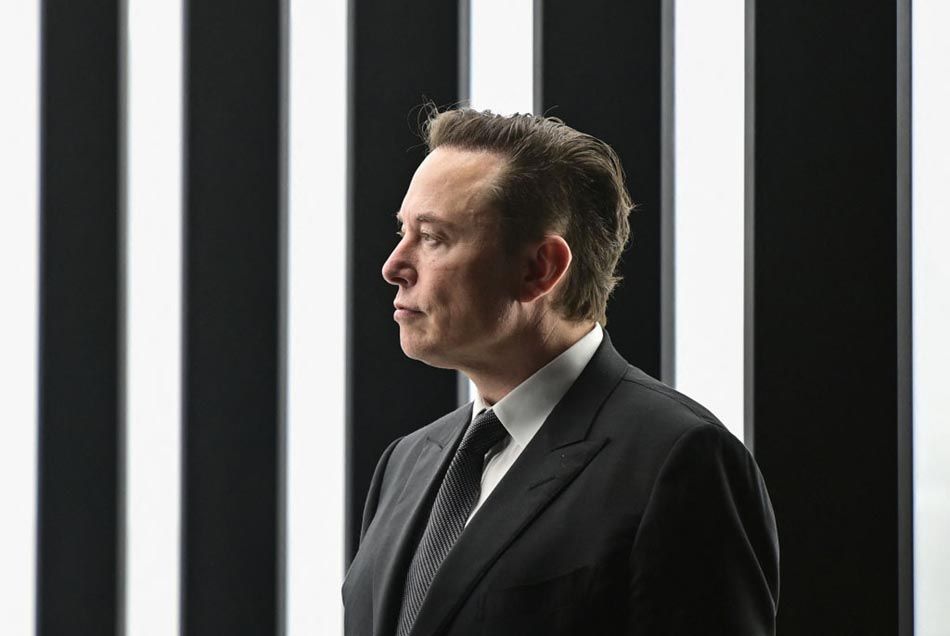 Tesla CEO Elon Musk is pictured as he attends the start of the production at Tesla&#039;s &quot;Gigafactory&quot; on March 22, 2022 in Gruenheide, southeast of Berlin. 