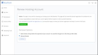Bluehost cancel and auto renewal page