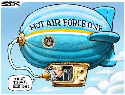 Political cartoon U.S. Donald Trump tweets Boeing