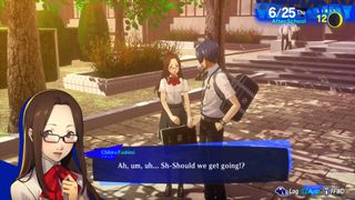A screenshot of the protagonist talking to Chihiro Fushimi in Persona 3 Reload.