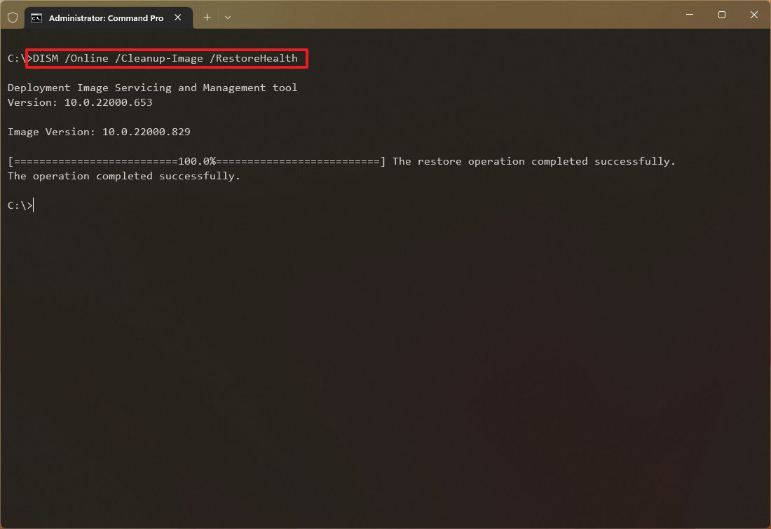 Windows 11 DISM restorehealth command