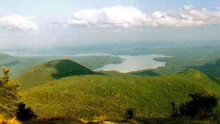 The Ashokan Reservoir as seen from Wittenberg Mountain in New York.