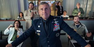 Space Force Steve Carell watches proudly from the control room