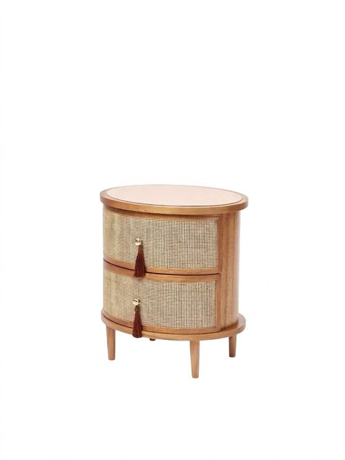 Kinship Rattan Blush Pink Bedside Table