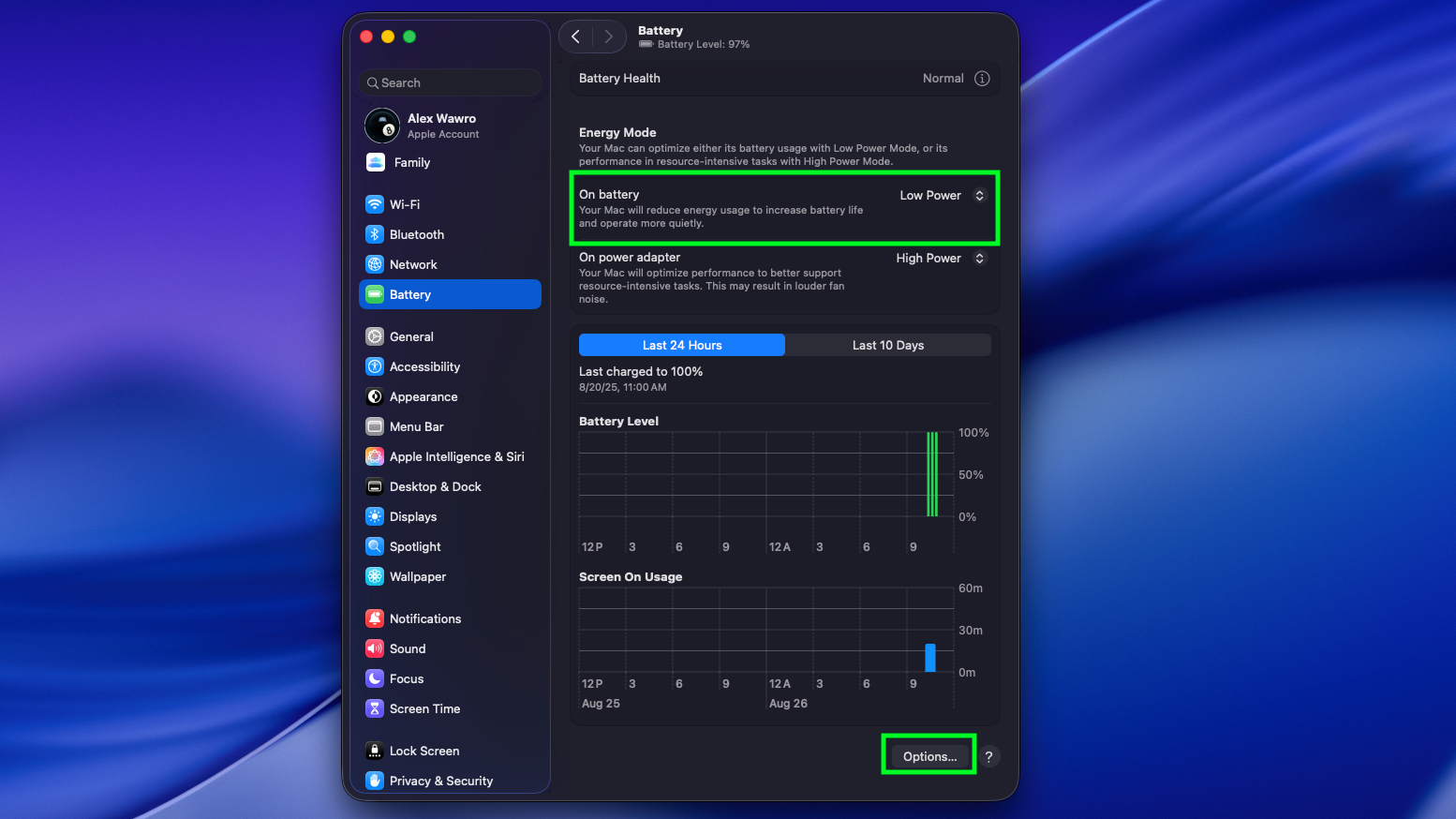 Optimizing your Mac&#039;s battery life with the Battery submenu