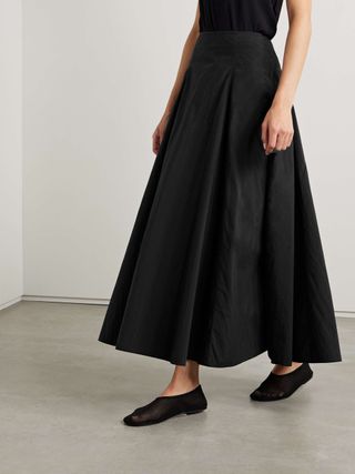 Pleated Recycled-Taffeta Maxi Skirt 