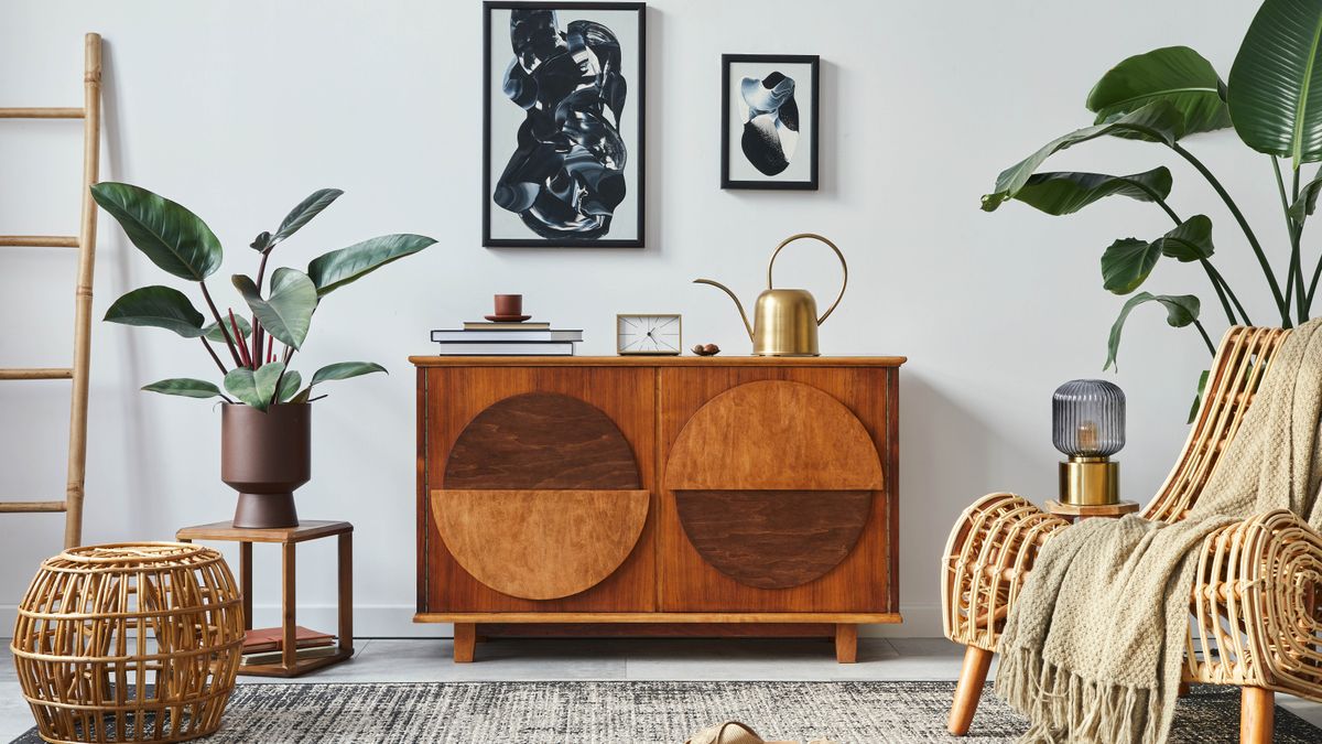 Wood cabinet in living room