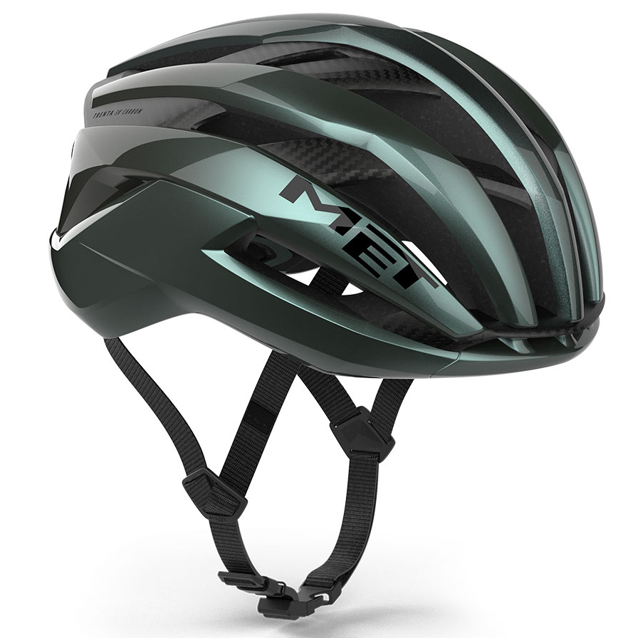 Met Trenta 3K carbon MIPS road bike helmet in hyper teal.
