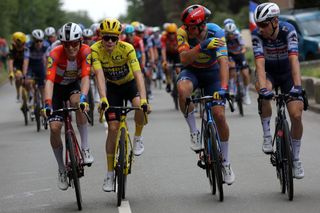 Danes Mattias Skjelmose, Jonas Vingegaard, Mads Pedersen and Michael Morkov at the Tour de France in 2023