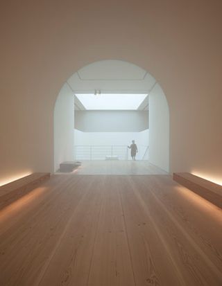 The exhibition's site-specific life-size installation was constructed with Dinesen wood