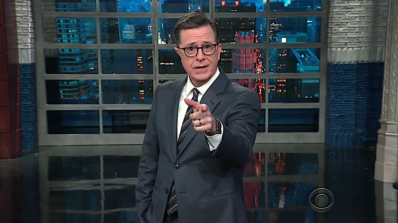 Stephen Colbert ponders Trump&amp;#039;s Davos decision