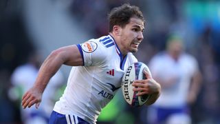 France captain Antoine Dupont running with the ball in the 2026 Six Nations