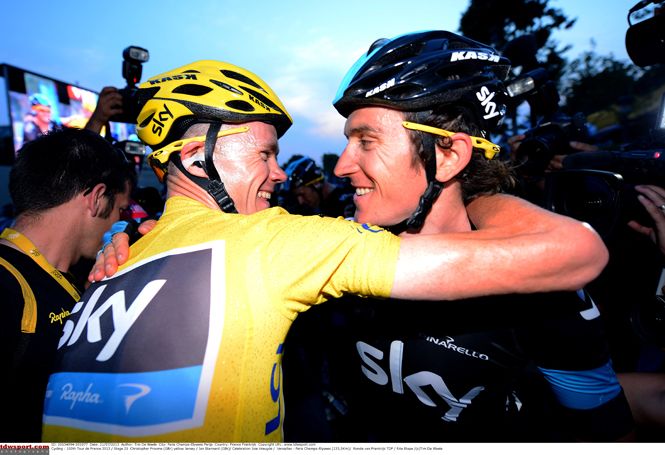 Froome and Thomas celebrate