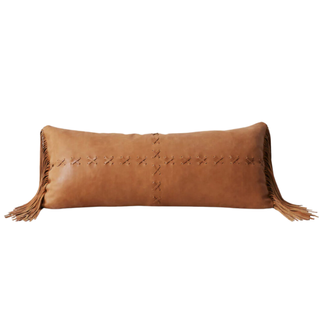 leather fringe throw pillow