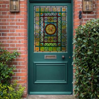 front door colour mistakes, emerald green front door with stained glass window