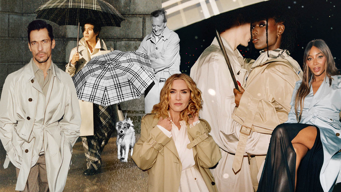 Burberry trench coat collage