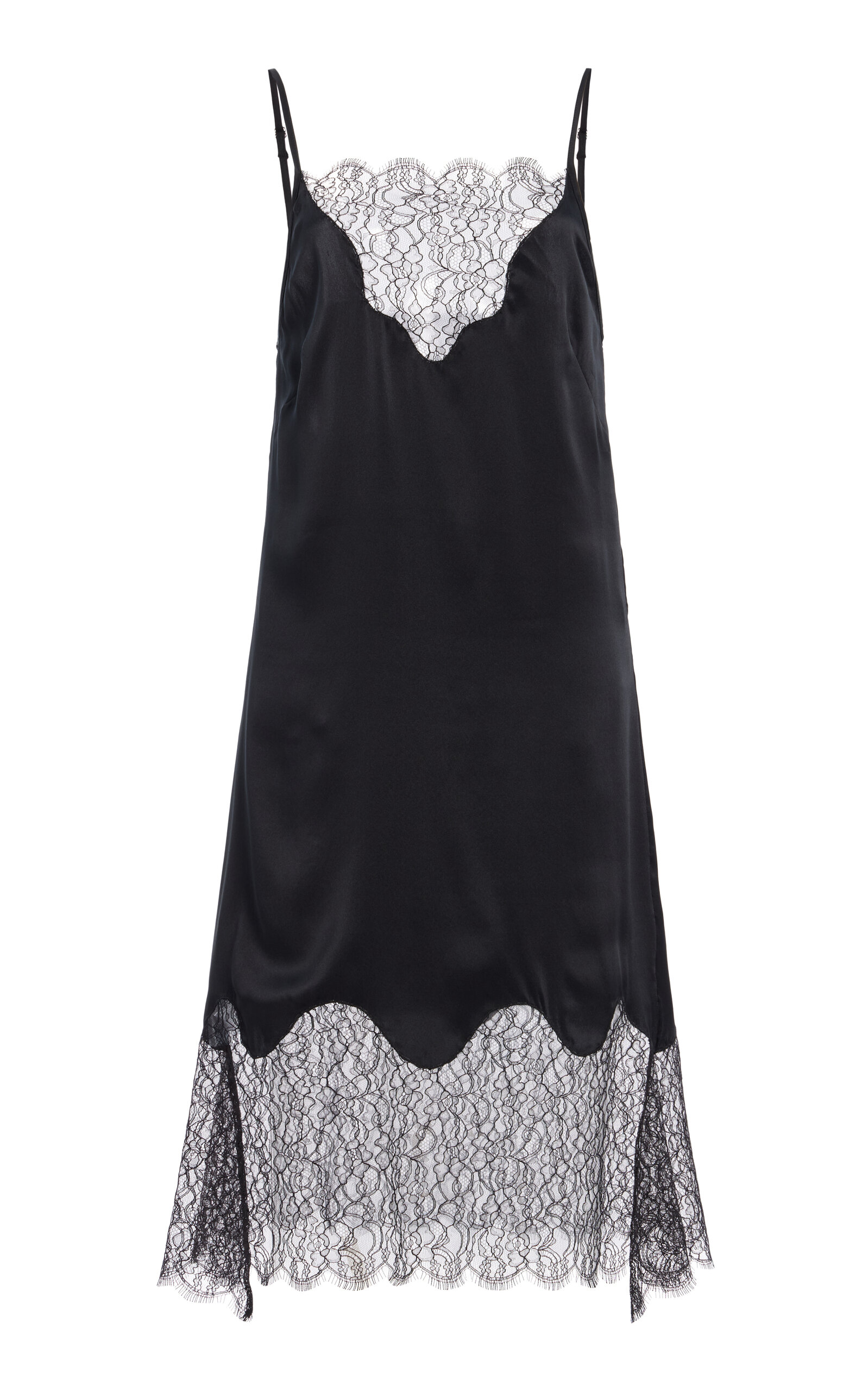 Exclusive Stevie Lace-Trimmed Silk Crepe Midi Slip Dress