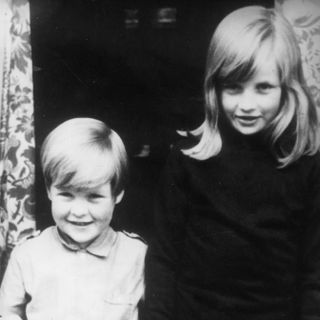 1968: Lady Diana Spencer (Diana Princess of Wales) with her brother Charles, Viscount Althorp, (Earl Spencer) at their home in Berkshire
