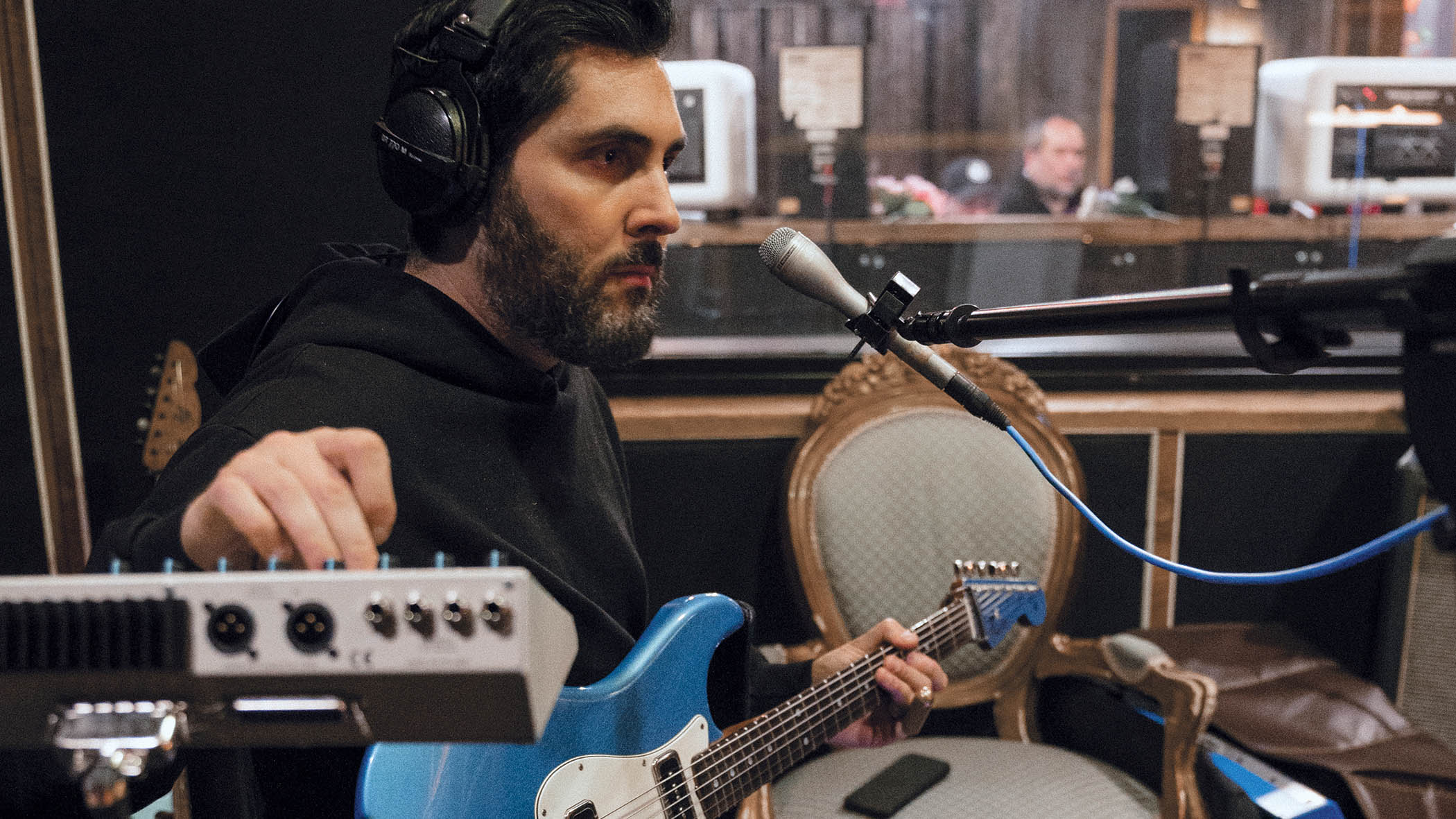 Ariel Posen tracking his new album in the studio