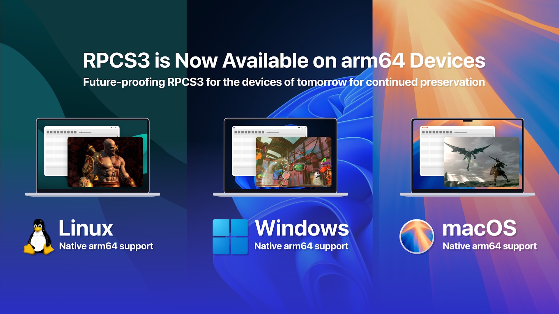 RPCS3 for arm64 devices announcement banner