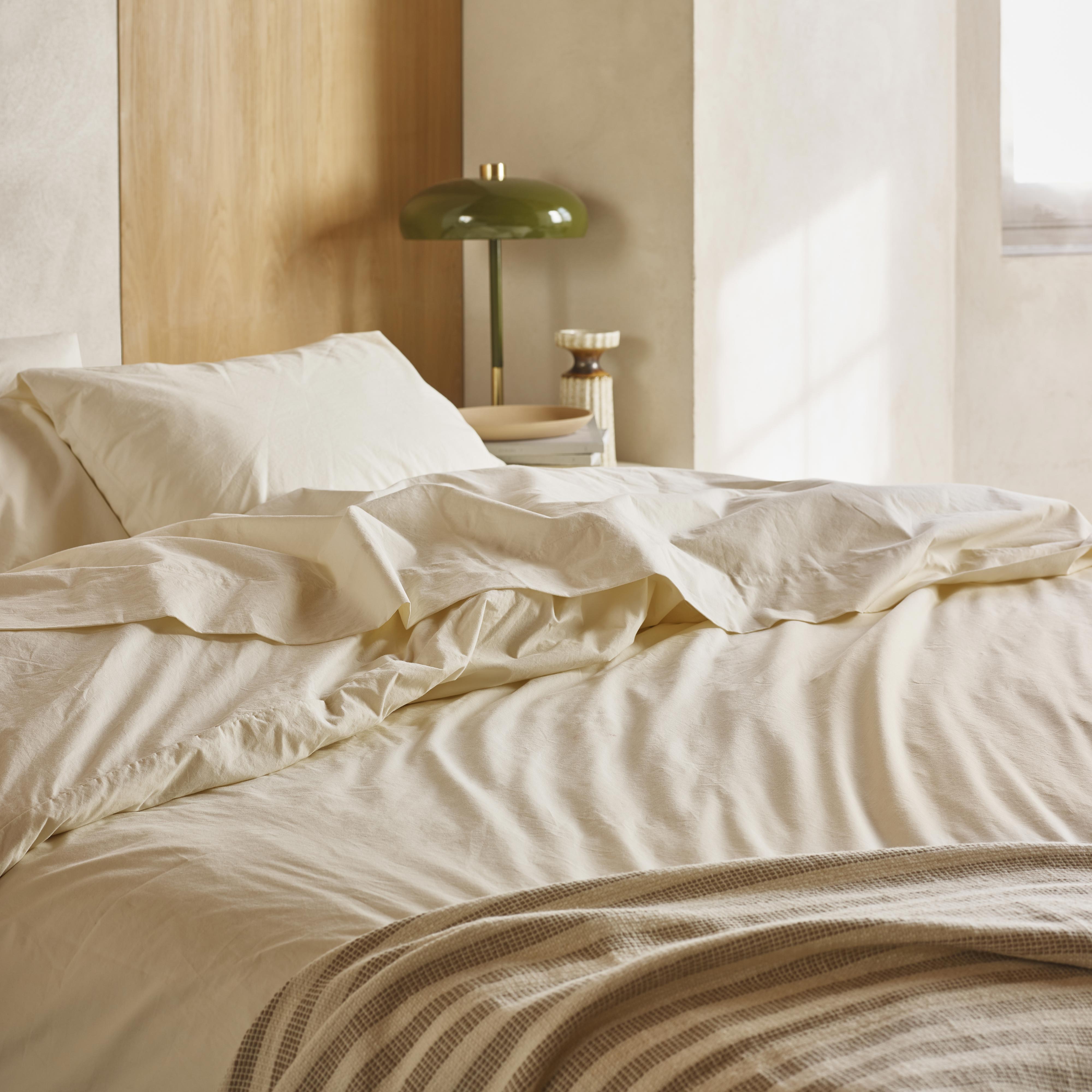 Mindful Cream Washed Cotton Percale Duvet Cover