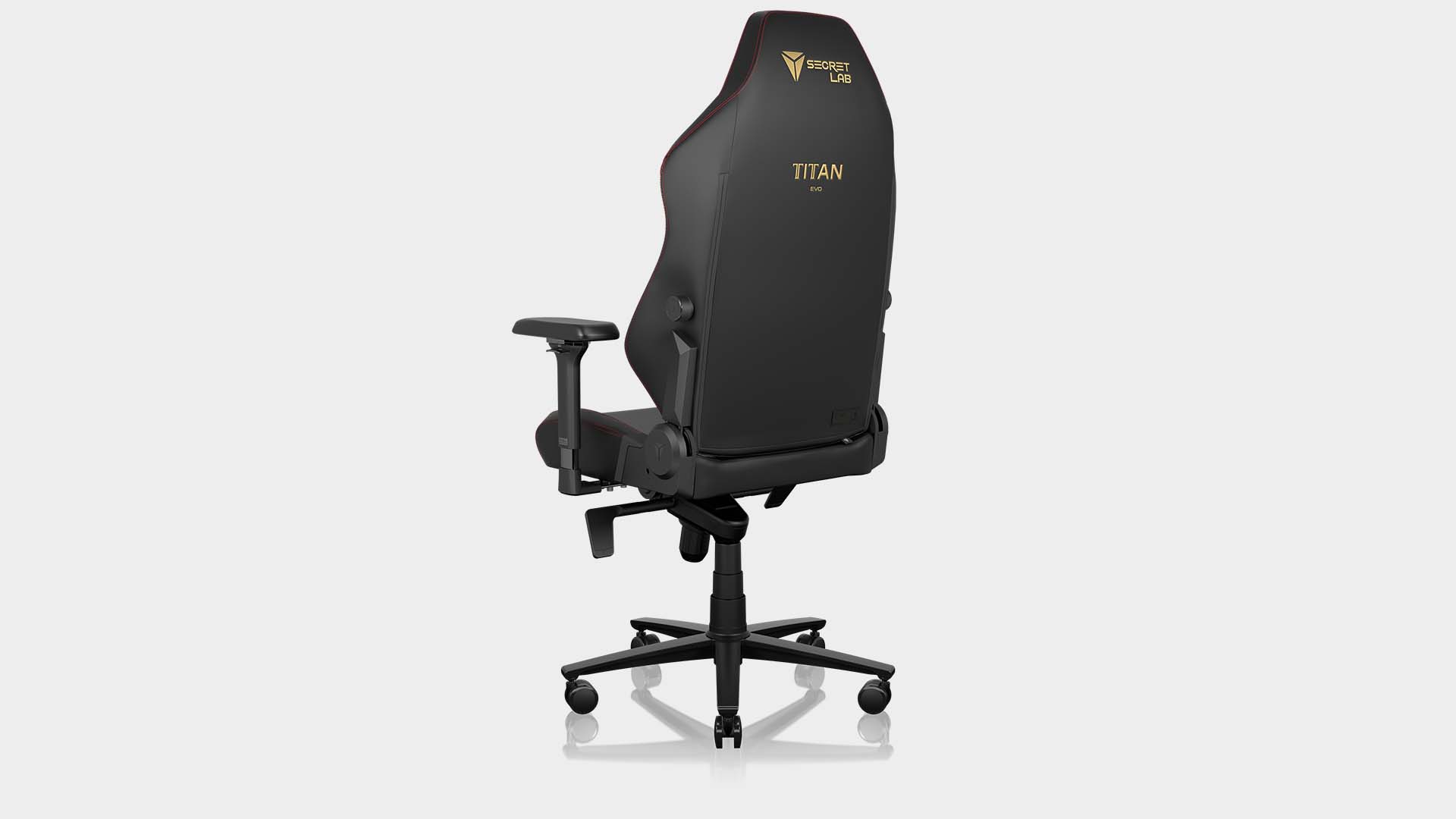 Secretlab Titan Evo 2022 gaming chair on a grey background at various 360° angles.