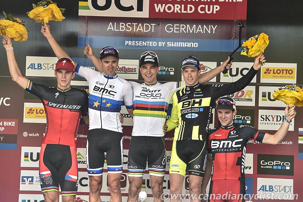 Podium: Jaroslav Kulhavy, Julien Absalon, Nino Schurter, Maxime Marotte, Lars Forster