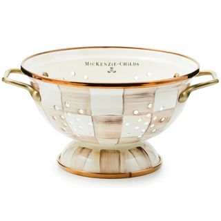 MacKenzie-Childs Enamel Colander Mocha Check