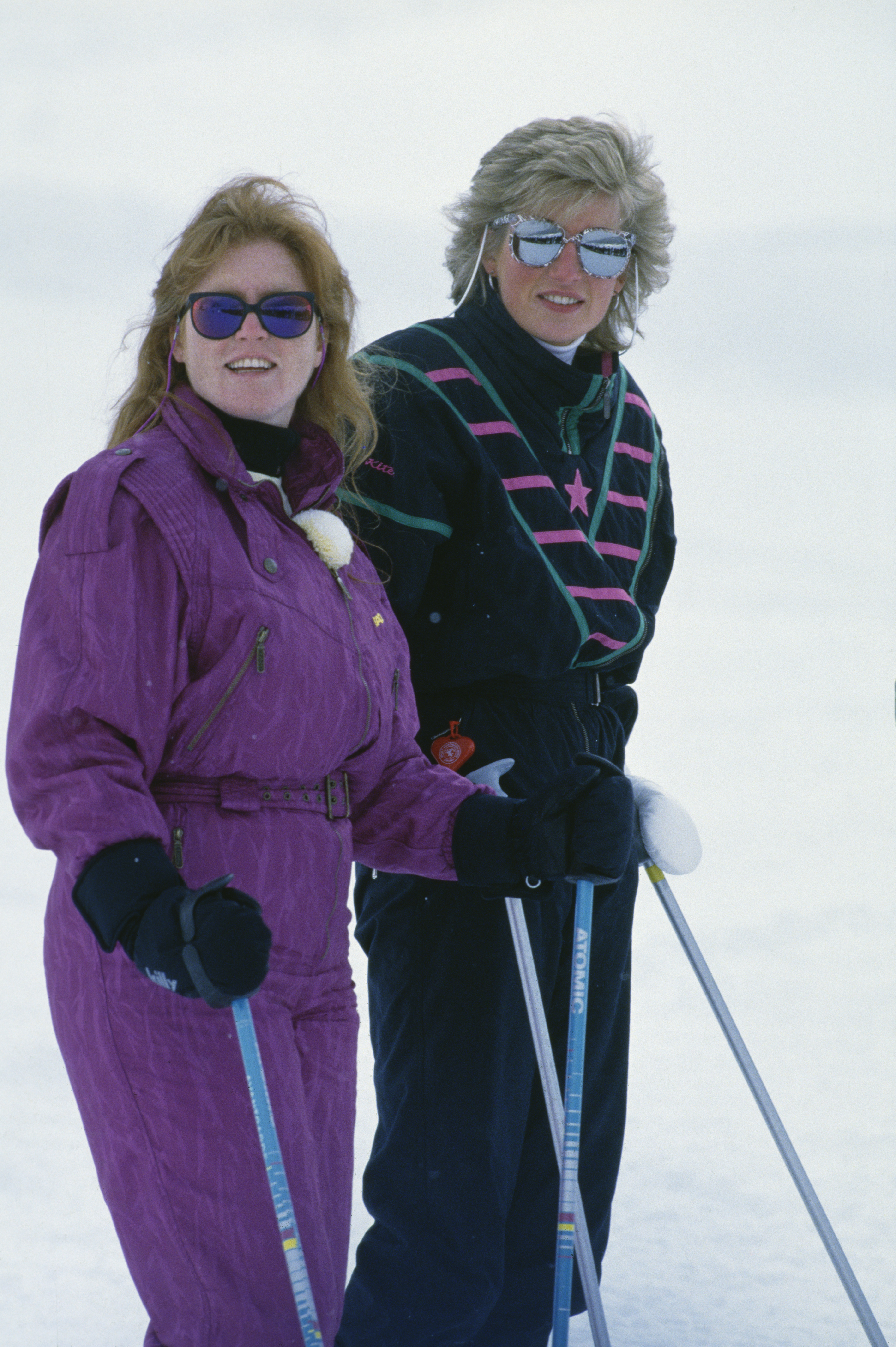 Princess Diana and Sarah Ferguson skiing together