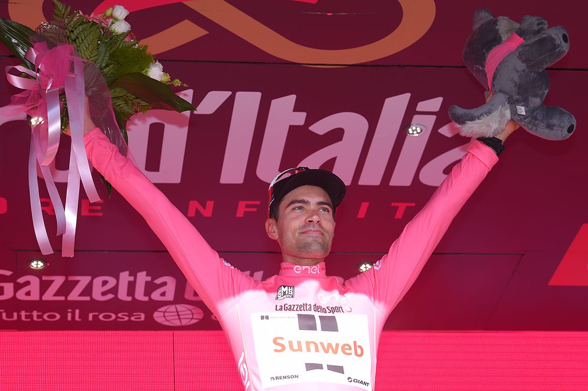 Tom Dumoulin leads the Giro d'Italia after his stage 10 time trial victory.