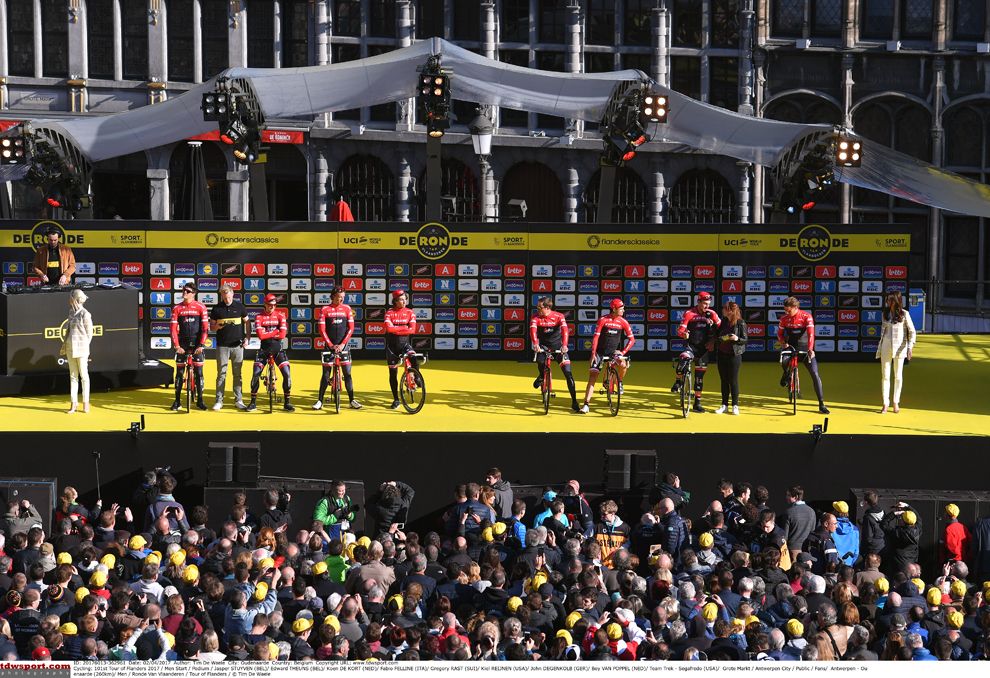 Trek Segafredo are presented at the Tour of Flanders