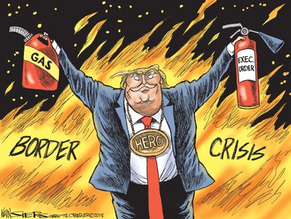 Political cartoon U.S. Trump family separation border crisis immigration