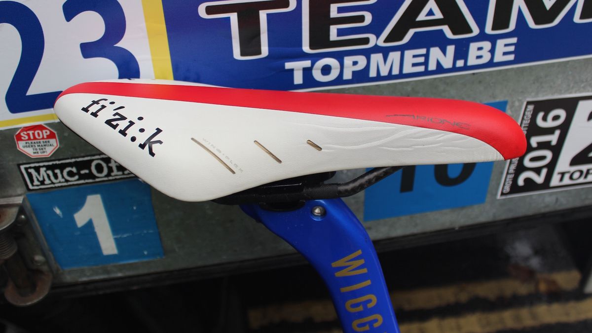 Wiggins' preferred perch is the Fizik Arione