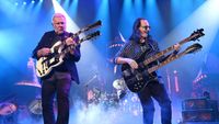 Alex Lifeson and Geddy Lee of Rush perform during the opening night of their first American tour in 11 years at The Kia Forum on June 07, 2026 in Inglewood, California.