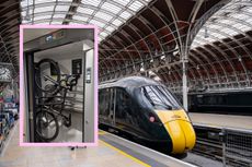 A bike stored on a GWR mainline train