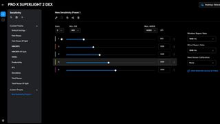 Screenshot of Logitech G Hub software showing DPI assignment on Superlight 2 DEX mouse