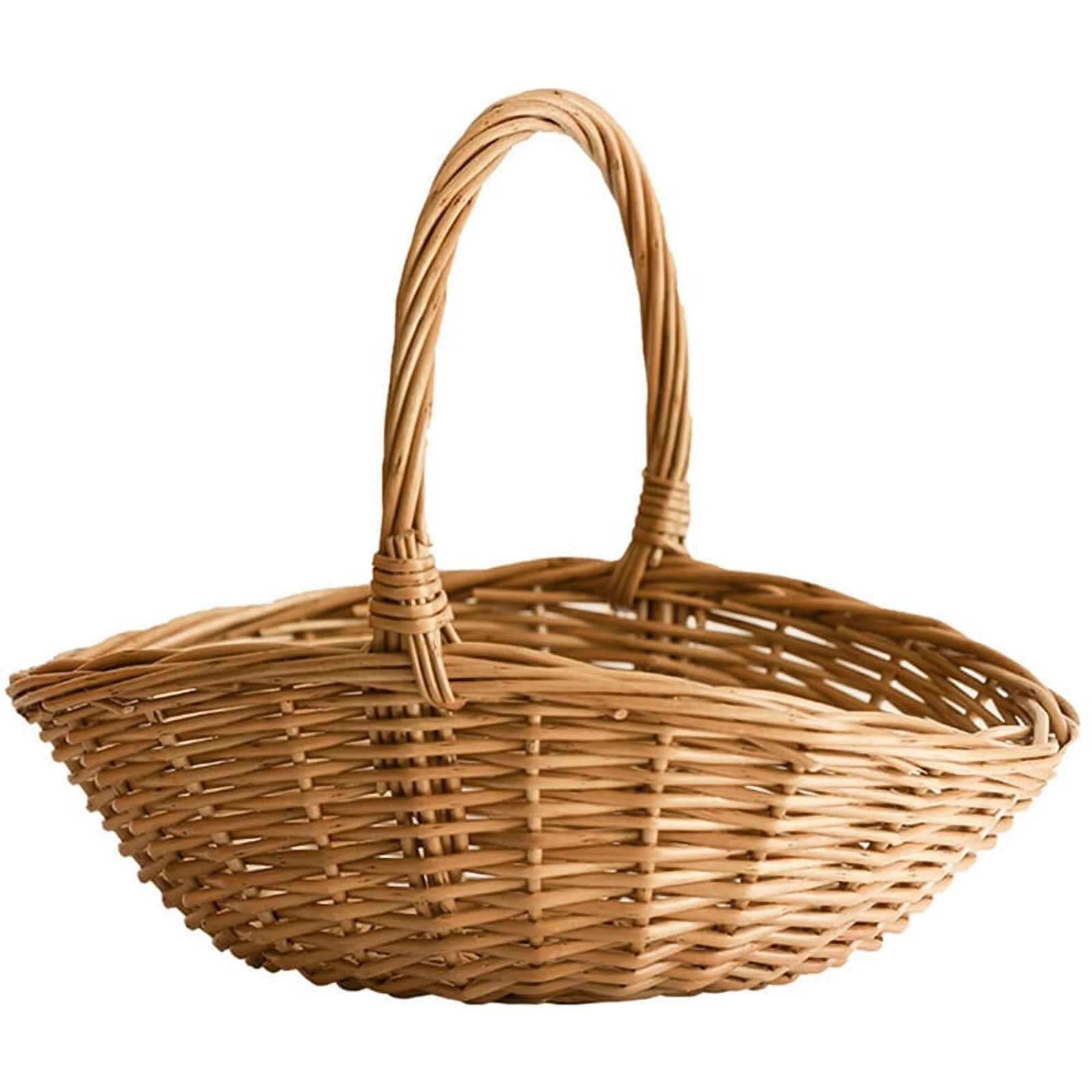 Wicker grocery basket with handle