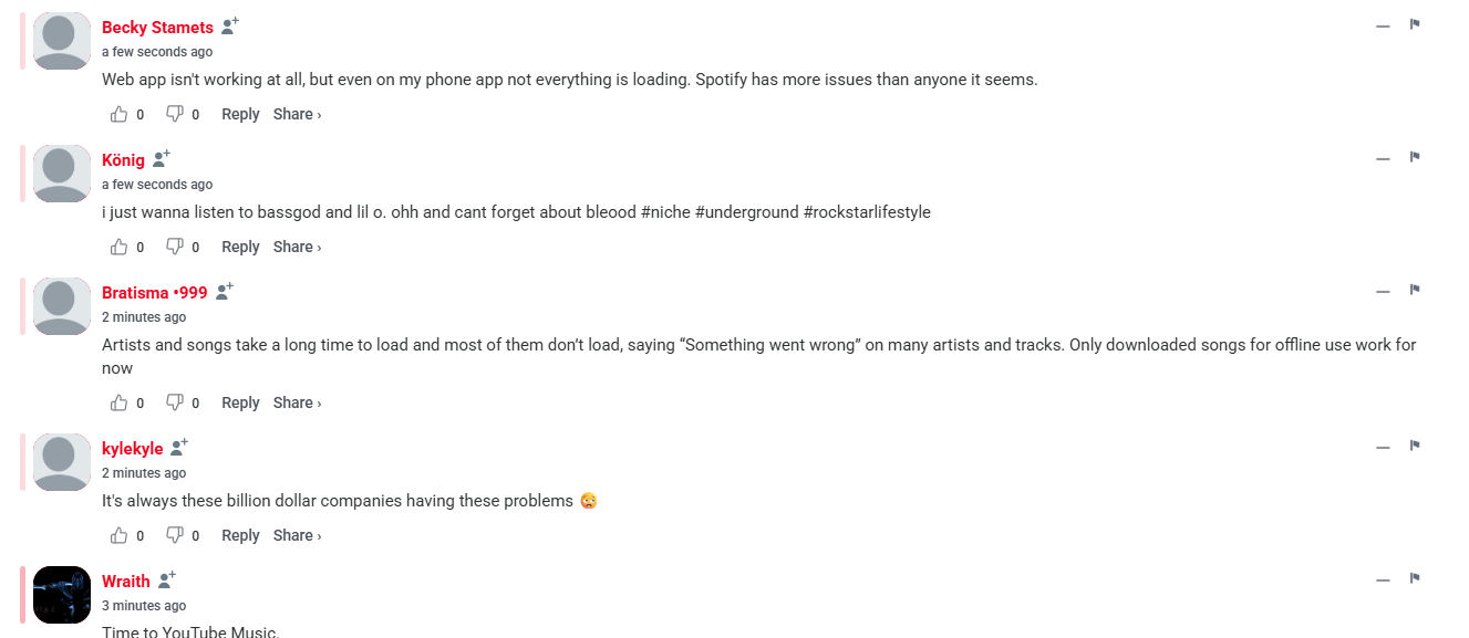 Comments on Spotify outage