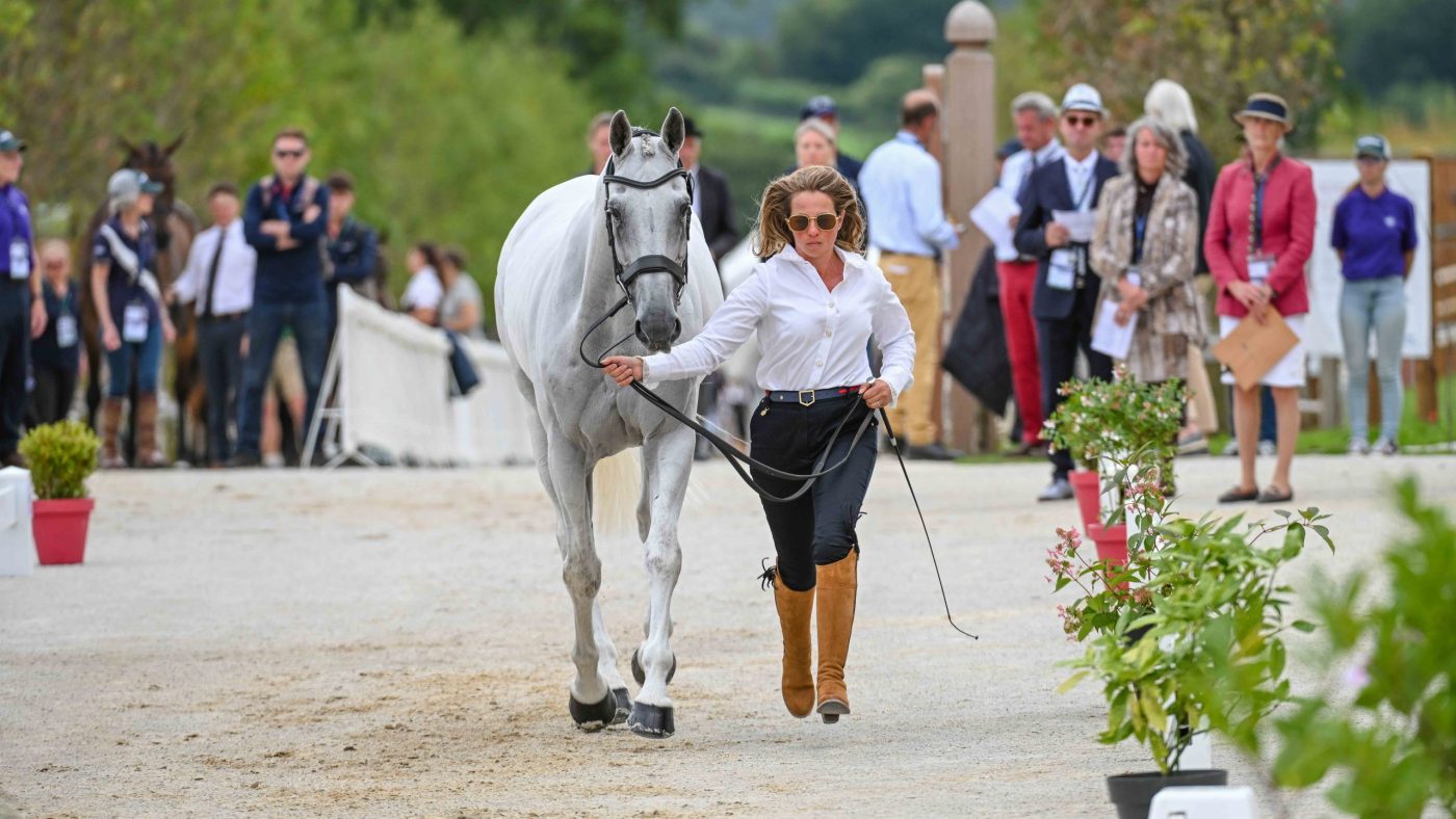 Kitty KING riding VENDREDI BIATS for GBR during the 1st Horse Inspection at the FEI Eventing European Championship in Haras du Pin in Normandy in France between the 9th-13th August 2023