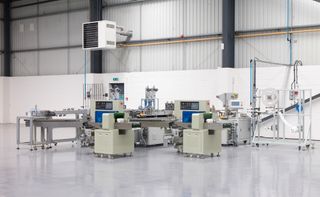 laboratory with machinery setup for filtration.