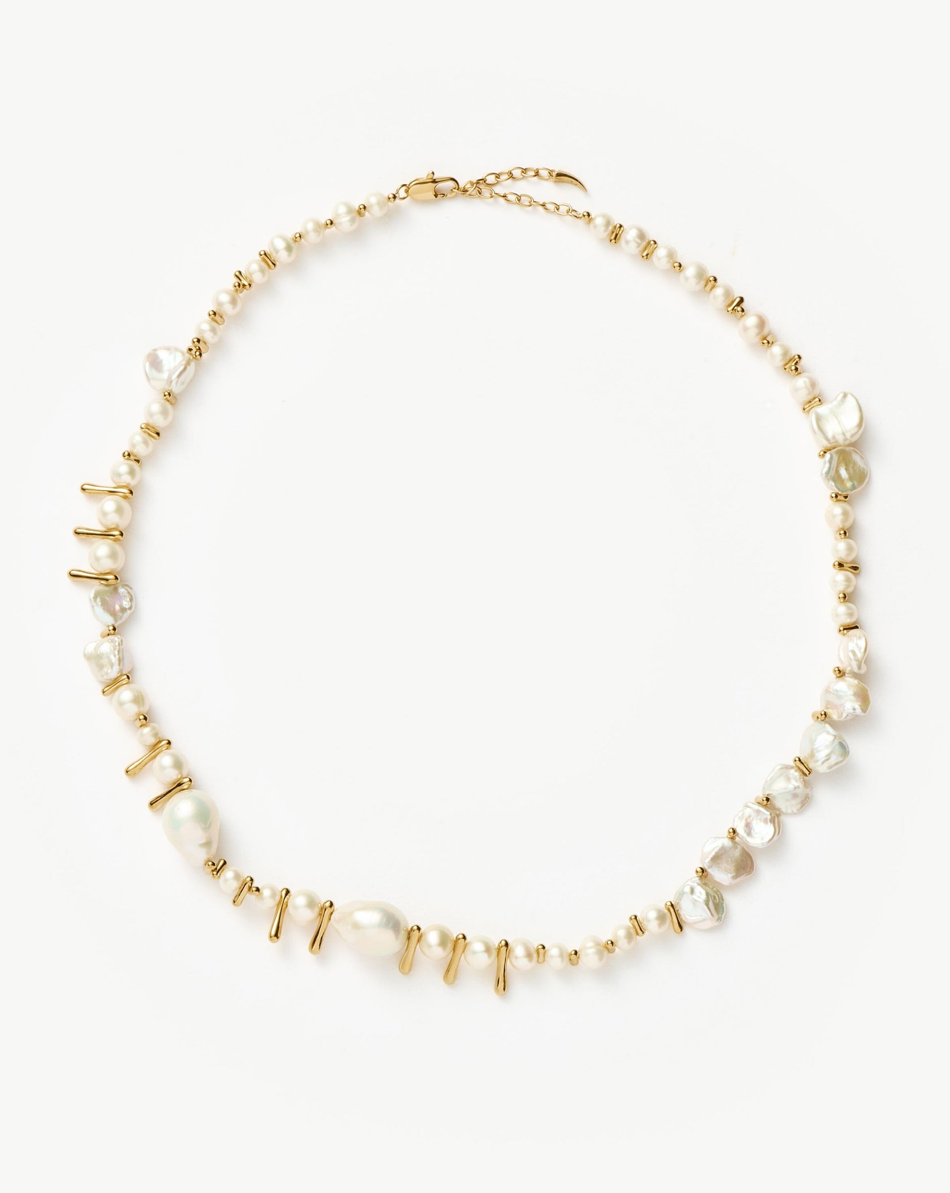 Mixed Pearl Statement Beaded Necklace | 18ct Gold Plated/pearl - 18ct Gold Plated/pearl
