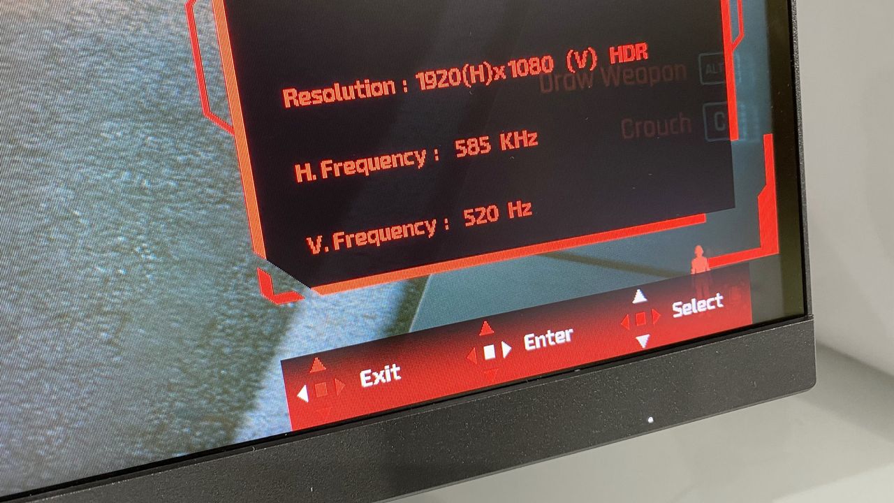 On-screen display of the AOC Agon Pro AG276FK gaming monitor