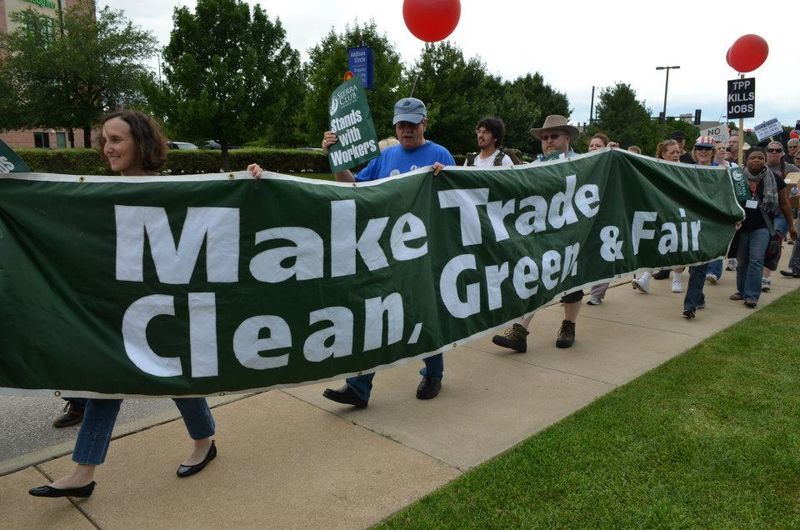 Protesters at the Trans-Pacific Partnership negotiations