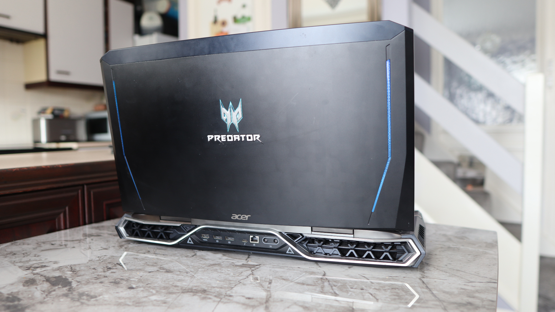 Acer Predator 21X gaming laptop on a marble table top