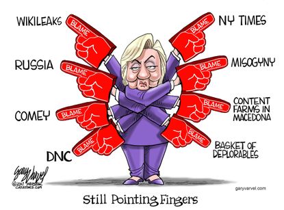Political cartoon U.S. Hillary pointing fingers