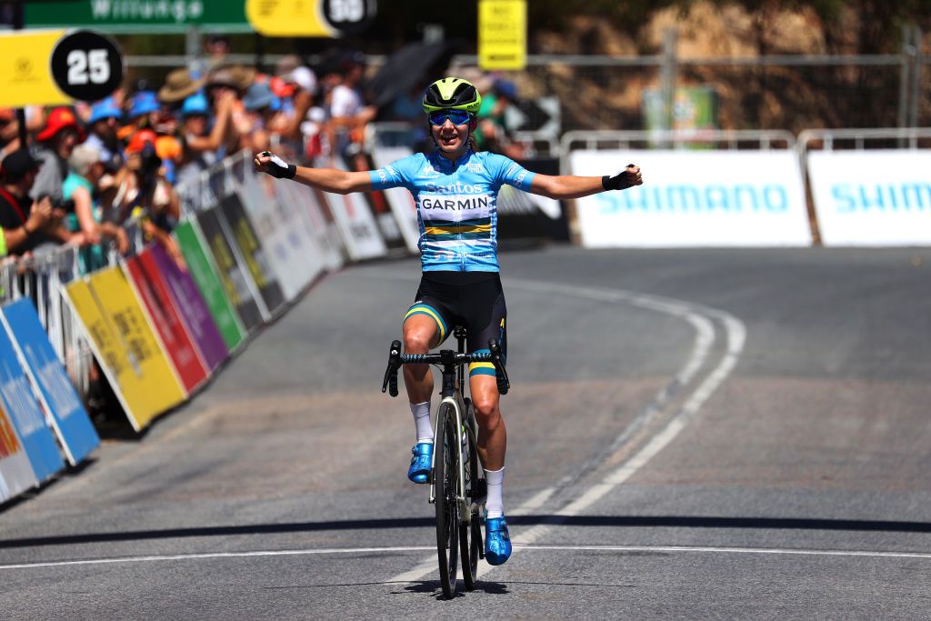 ADELAIDE, AUSTRALIA - JANUARY 23: at the Women's Be Safe Be Seen Stage 3 McLaren Vale to Willunga of the Santos Festival of Cycling on January 23, 2021 in Adelaide, Australia. (Photo by Peter Mundy/Getty Images)