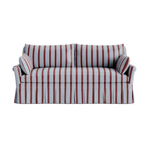 Striped blue and red sofa